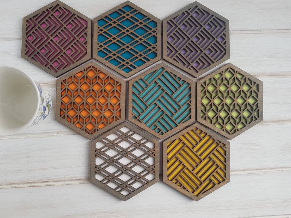 Complete Set of 8 Modern Coasters Classis Grey